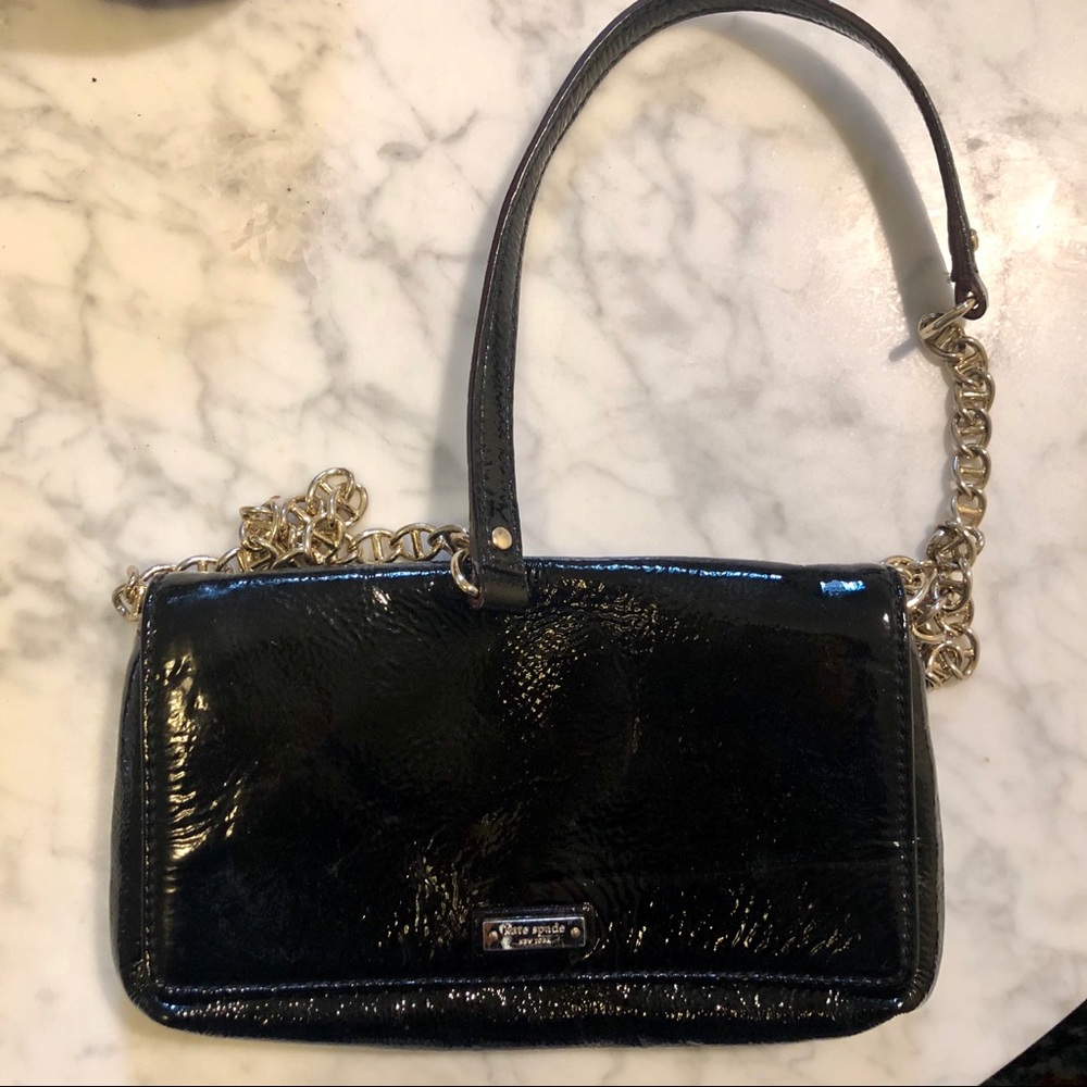 Kate Spade small black purse with gold chain